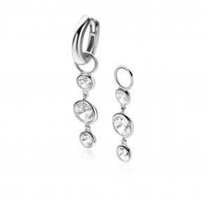 ZINZI zilveren oorbedels met 3 bungelende witte ronde zirconia's ZICH2593 - 3242003