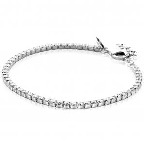 ZINZI zilveren tennis armband 3mm breed en bezet met witte zirkonia's in vierkante kastzettingen 17-20cm - 3242012