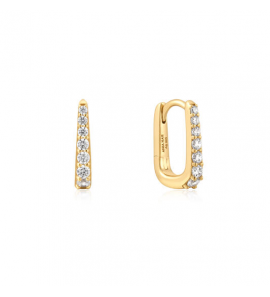 GOLD OVAL PAVÉ HUGGIES - 14MM - 3242014
