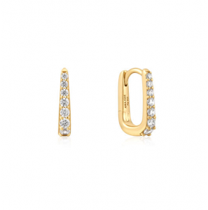 GOLD OVAL PAVÉ HUGGIES - 14MM - 3242014