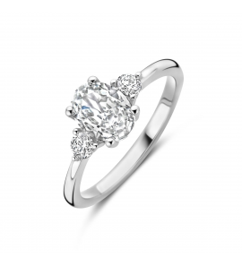 Zilver ring trilogie zirkonia 8 x 6 mm - 3242169