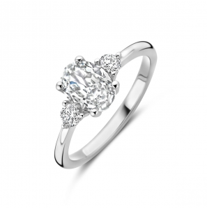 Zilver ring trilogie zirkonia 8 x 6 mm - 3242169