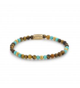 Mix Tiger Turquoise - 18 ct yellow gold ionplated - 4mm S - 3242296