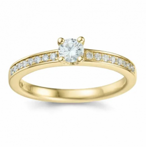 Goud dames ring met 1x0.10 en 18x0.005= 0.19 crt. WE-SI - 3242495