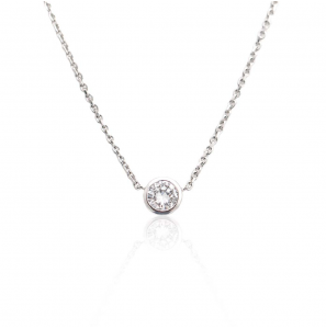 Goud collier met hanger diam./bril. 0.15 crt WE/SI - 3242502