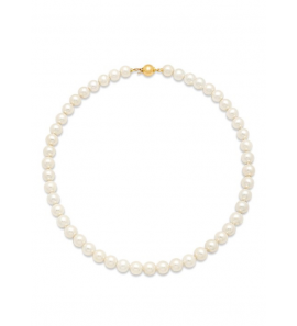 Zoetwater parelcollier 8,5 mm 44 cm met gouden bolsluiting - 3242509
