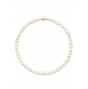 Zoetwater parelcollier 8,5 mm 44 cm met gouden bolsluiting - 3242509