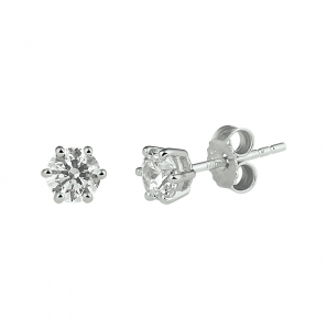 Wit Goud oorknop met zirkonia - 3242515