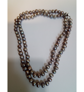Collier zw parels grijs met metalen sluiting - 3242518