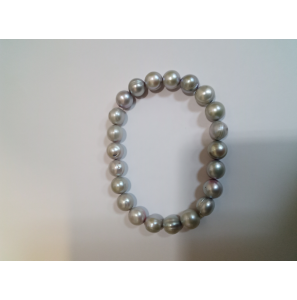 Armband zw parel barok grijs op elastiek - 3242521