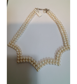 Parel collier zoetwater wit 2 rijen boogvorm - 3242538