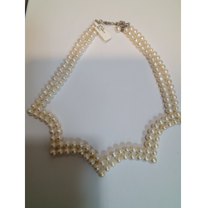 Parel collier zoetwater wit 2 rijen boogvorm - 3242538