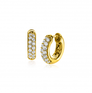 ZINZI gold plated zilveren luxe oorringen 14 x 4mm witte zirconia's - 3242580