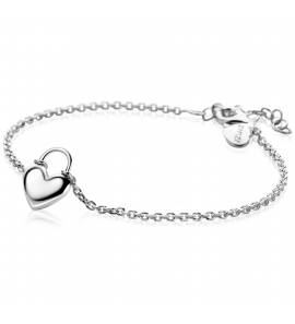 ZINZI zilveren schakelarmband met hartvormige slot hanger 17-20cm - 3242581