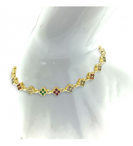 MY iMenso ODM "Fantasy Tennis clover colored CZ" bracelet  17+3 cm GP - 3242605