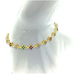 MY iMenso ODM "Fantasy Tennis clover colored CZ" bracelet  17+3 cm GP - 3242605