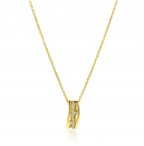ZINZI gold plated zilveren schakelketttinkje met multi-look hanger (16mm) in golvend design 45-48cm - 3242629
