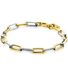 ZINZI bicolor zilveren ovale schakelarmband 6mm breed 20cm - 3242631