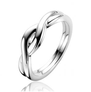 ZINZI zlv. ring glad gevlochten mt 54 - 3242641