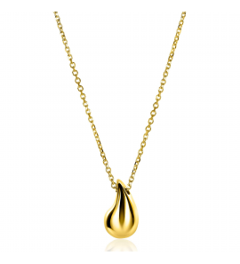 ZINZI gold plated zilveren jasseron ketting 42-45cm met organisch gevormde hanger 18mm ZIC2636G - 3242642
