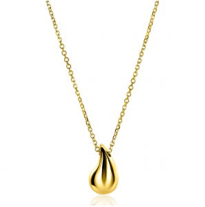 ZINZI gold plated zilveren jasseron ketting 42-45cm met organisch gevormde hanger 18mm ZIC2636G - 3242642