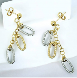 Sanjoya Budapest oorbellen met twee kleurige hangertjes - 3242657