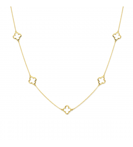 Goud collier met klavers 10 mm - 3242701