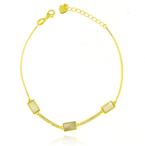 MY iMenso ODM "MOP bars & CZ bars" bracelet (925/0,5Mgold-plated) 17+3cm - 3250047