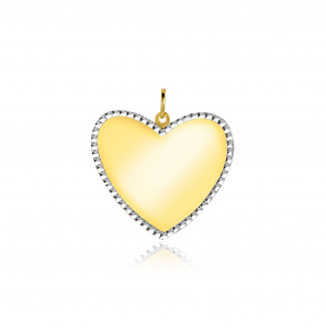 ZINZI Gold 14 krt gouden hanger met glanzend hartje van 19mm en met chique witgouden parelrand ZGH364-19 - 3250083