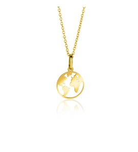 ZINZI Gold 14 krt gouden hanger met wereldkaart ZGH474 - 3250088