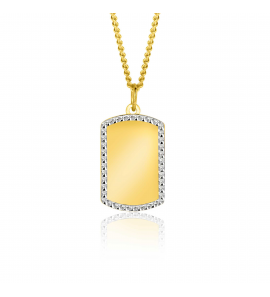 ZINZI Gold 14 krt gouden graveerplaat in rechthoeksvorm van 20 x 13mm en met chique witgouden parelrand ZGH365-20 - 3250089