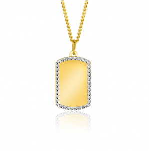 ZINZI Gold 14 krt gouden graveerplaat in rechthoeksvorm van 20 x 13mm en met chique witgouden parelrand ZGH365-20 - 3250089