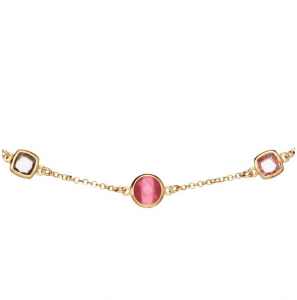 Collier geel verguld met amethist en rozekwarts - 3250109