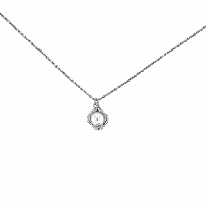MY iMenso ODM "FWP pearl 5mm & square frame" necklace (925/rhod-plated) 42+5cm - 3250230