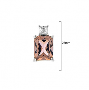 MY iMenso ODM "Morganite baquette" pendant + chain (925/rhod-plated) - 3250234