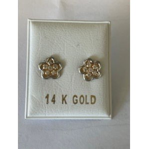 Goud bicolour oorknop met zirkonia - 3250256