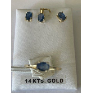 Goud Hanger met ovaal saffier blauw - 3250258