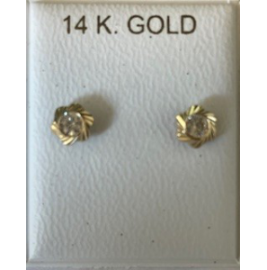 Goud oorknop met zirkonia - 3250260