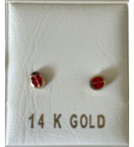 Goud oorknop met schroefsluiting en lieveheersbeestje - 3250262