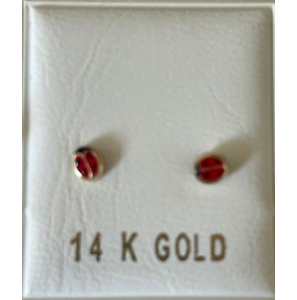 Goud oorknop met schroefsluiting en lieveheersbeestje - 3250262