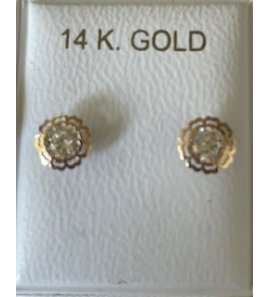 Goud oorknop met zirkonia - 3250265