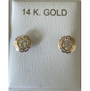 Goud oorknop met zirkonia - 3250265