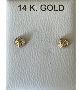 Goud oorknop rond facet - 3250268