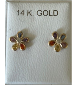Goud oorknop bloem zirkonia - 3250270