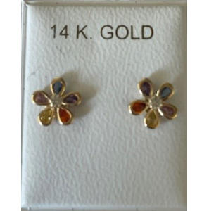 Goud oorknop bloem zirkonia - 3250270