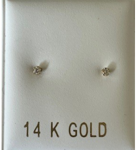 Goud oorknop zirkonia - 3250273