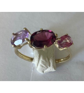 Goud dames ring met RHO/AMAT/TOPAZ - 3250275