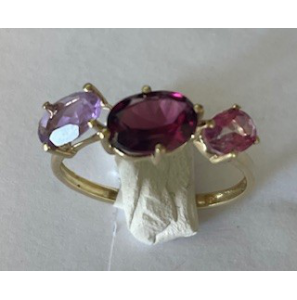 Goud dames ring met RHO/AMAT/TOPAZ - 3250275