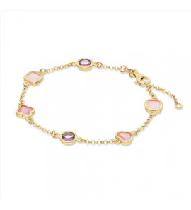 GLOW Schakelarmband - Pure Nature - Jasseron - Hart - 7mm - 19cm Nieuw Signature Zilver verguld Topaas - 3250307