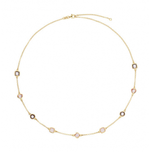 GLOW Collier - Bloem - Jasseron - Zilver verguld - 55cm Nieuw Signature Zilver verguld Topaas - 3250308